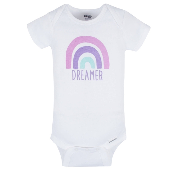 Gerber Baby Girls Rainbow Short Sleeve Onesies® Bodysuits 2 Pack 0-3 Months - Picture 1 of 8